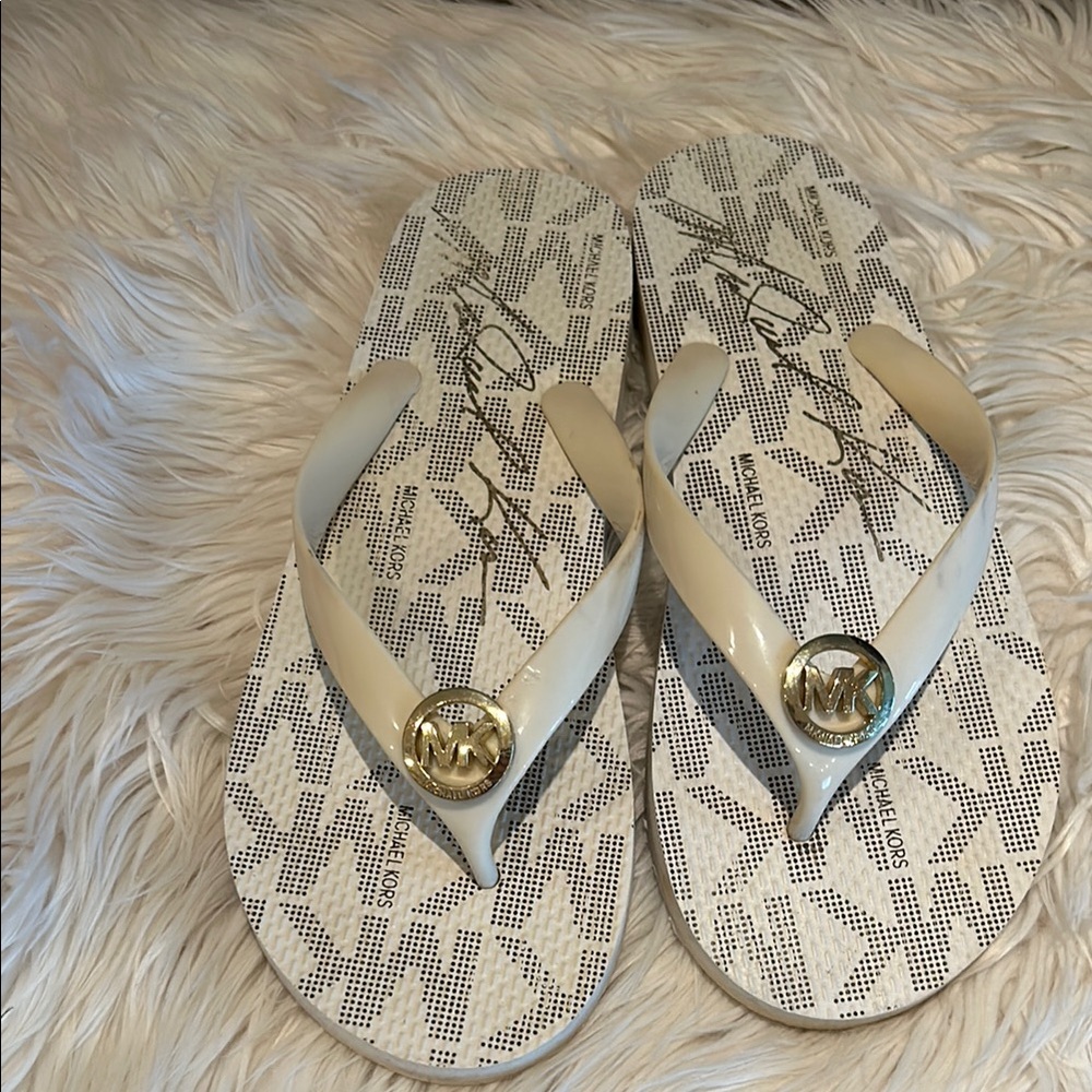 Michael Kors Cream Sandals with MK Logo